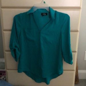 Teal button up